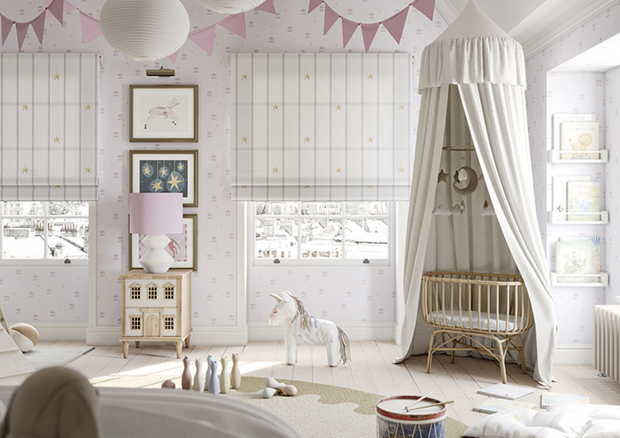 Merrily, Merry Stripy Violet - Twist&Fit Roman Blind - Image 3